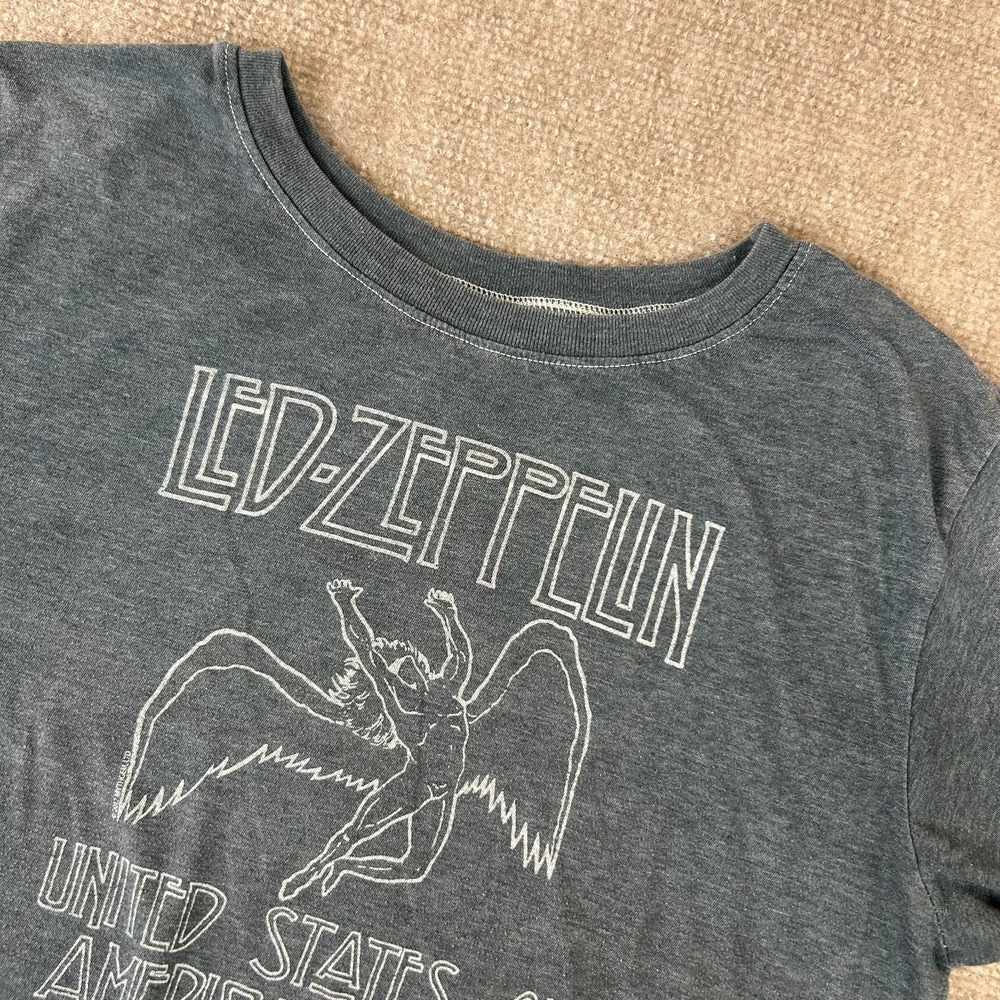 Led Zeppelin T Shirt Mens Large Charcoal Gray United States Of America 1977 Logo